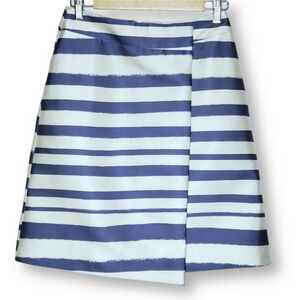 Topshop Striped Midi Skirt Asymmetric Navy Size 4